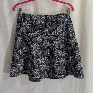 Pearl by Lela Rose Size 4 Navy/White Printed Mini Skirt